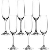 Leonardo Ciao+ 061445 Champagneglazen, 6-delige set, Prosecco-glazen met getrokken steel, vaatwasmachinebestendige champagnekelk, hoogte 22,5 cm, 190 ml