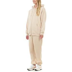 M17 Womens Dames Gerecycleerde Zip Up Oversized Hoody Zachte Casual Hooded Rits Sweatshirt Top Lange Mouw met Zakken, Steen, XS
