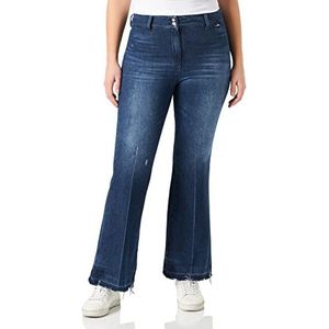 Love Moschino Midi Flare Fit with Love Leather-hued Back Tag Jeans Dames, Blauwe Denim, 40 NL