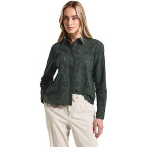 Blouse - MID GREEN - Gehaakte Applicatie - Knoopsluiting - Broderie Anglaise