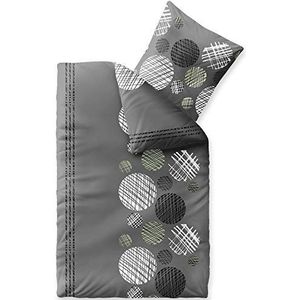 aqua-textil Trend beddengoed 135 x 200 cm 2-delig katoenen dekbedovertrek Ciara stippen strepen grijs antraciet wit
