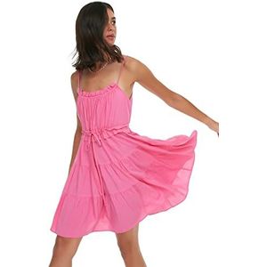 Trendyol Dames binding gedetailleerde erfarmige jurk jurk, fuchsia, 36