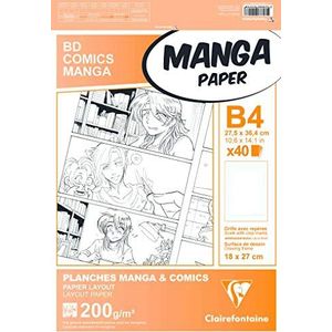 Clairefontaine Manga Multi-Technique papier met eenvoudig frame, B4, 200 g, 40 vellen