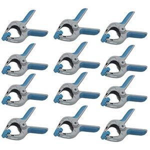Ferrestock FSKPRS101 12 stuks klemtangen met veer, anti-slip greep, draaibare kaken, extra sterke veer, maximale opening 39 mm, diepte 40 mm, 39 x 40 mm