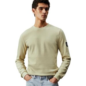 Calvin Klein Jeans Heren T-shirt met lange mouwen Badge Wafel LS Basic, Groene Haze, XXS