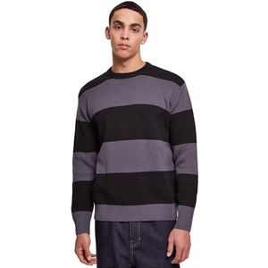 Urban Classics Heavy Oversized Striped Sweatshirt voor heren, zwart/donkerschaduw, 5XL