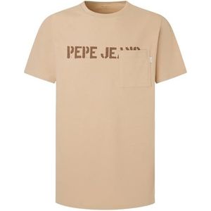 Pepe Jeans Cosby T-shirt voor heren, Bruin (Kaki Beige), XL