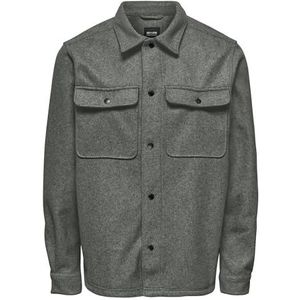 Only & Sons - Onsash Ovr Woolen Look - Overhemd - Castor Gray/Melange - Lange Mouwen