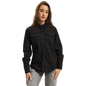 Brandit Vintage shirt voor dames, met lange mouwen, klassiek overhemd, zwart, XL