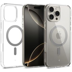 Caseology Capella Mag voor iPhone 16 Pro Max Hoesje [Ultra Clear] Magnetische Militaire Grade Valbescherming Side Grip Patronen Case Cover voor iPhone 16 Pro Max - Helder Grijs
