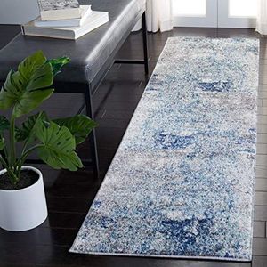 SAFAVIEH Hedendaags tapijt voor woonkamer, eetkamer, slaapkamer - Aston Collection, korte pool, lichtblauw en grijs, 61 x 213 cm