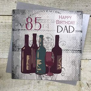 White Cotton Cards""Handmade 85 Happy Birthday Dad"" Vintage wijn 85. Verjaardag kaart, wit