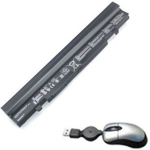 amsahr A42-U46-05 Vervangende batterij voor Asus A42-U46, U46E, U56 (5200mAh/74Wh, 14,4 V, 8 cells) - Omvat Mini Optische muis zwart