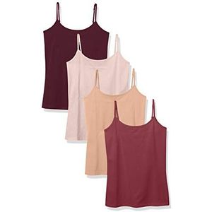 Amazon Essentials Women's Hemd met slanke pasvorm, Pack of 4, Bordeauxrood/Lichtroze/Mauve, XL