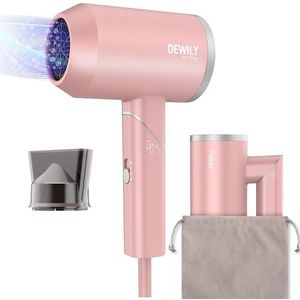DEWILY Mini-föhn, ionen, inklapbare haardroger, reisföhn, klein, haardroger, stil, 3 warmten, sterke reishaardroger voor het gezin