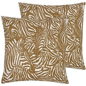 furn. Verborgen Zebra Twin Pack Polyester Gevulde Kussens, Caramel, 50 x 50cm