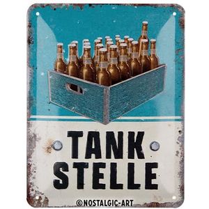 Nostalgic-Art Retro metalen bord, 15 x 20 cm, tankstation bier, cadeau-idee voor bierfans, van metaal, vintage design met spreuk