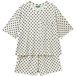 United Colors of Benetton Pig(T-Shirt+Short) 387S3P025 pyjamaset, crèmewit 61D stippen, XS dames, Bianco Panna A Pois 61d, XS