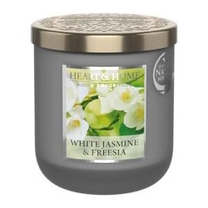 HEART & HOME - Geurkaars op basis van natuurlijke sojawas voor thuis - Klein glas Freesia Jasmijn - Brandduur 30 uur - Cadeau, decoratie en geur voor thuis - Glazen pot