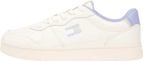 Tommy Jeans Dames The Greenwich leer EN0EN03006 Low Top, wit (ivoor/maagdenpalm stof), 3.5 UK, Wit Ivoor Maagdenpalm Stof, 36 EU