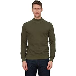 Trendyol Heren Khaki Heren Steep Collar Sweatshirt met lange mouwen, XL