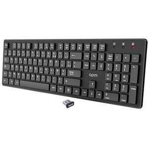 apm Draadloos Frans AZERTY-toetsenbord, USB-ontvanger 2,4 GHz, 105 ergonomische toetsen, multimedia-sneltoetsen, inclusief batterij, Frans toetsenbord voor laptop, MacOS Windows Linux, 800101