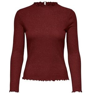 ONLY - ONLEMMA LIFE LS GLITTER TOP JRS NOOS - Dames - Blouses - Bordeaux