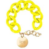 ICE - Jewellery - Chain bracelet - Flashy yellow - Gold - Gele XL mesh armband voor vrouwen met gouden medaille (020924)