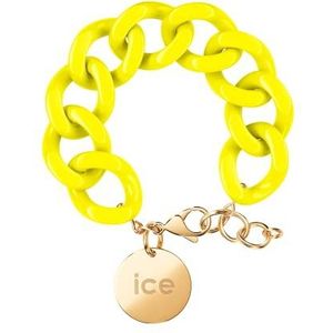 ICE - Jewellery - Chain bracelet - Flashy yellow - Gold - Gele XL mesh armband voor vrouwen met gouden medaille (020924)