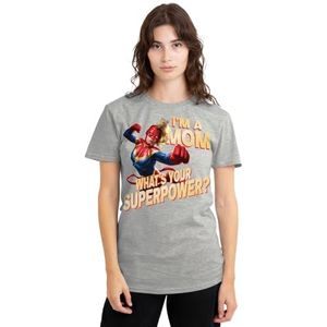 Captain Marvel Moederdag moeder Superpower dames T-shirt, atletisch heide, groot, Atletische Heather, L