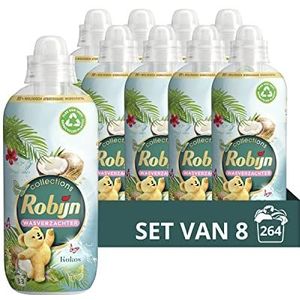 Robijn Collections Kokos Wasverzachter, voor heerlijk zacht wasgoed en een intense geurbeleving - 8 x 33 wasbeurten - Voordeelverpakking