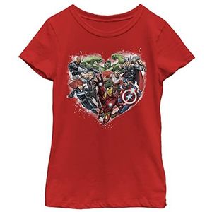 Marvel Little, Big Universe Avenger Heart Girls Short Sleeve Tee Shirt, Rood, X-Large, Rot, XL
