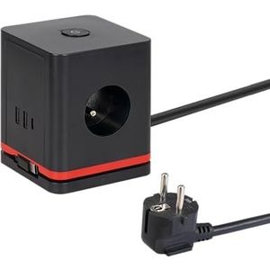 Keimina Multitool Extension Cord IP20 Cube 3 uitgangen + USB met schakelaar + kabel voor carga adicional voor teléphone