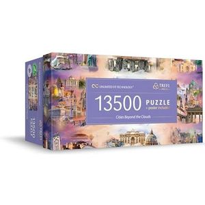 Trefl Prime - UFT puzzel: Cities beyond the clouds - 13500 stukjes, Grote puzzel met beroemde monumenten, Collage, het dikste karton, BIO, ECO, Ontspanning voor volwassenen en kinderen vanaf 12 jaar