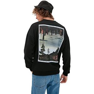 TRENDYOL MAN Sweatshirt - Zwart - Oversize, Zwart, XS