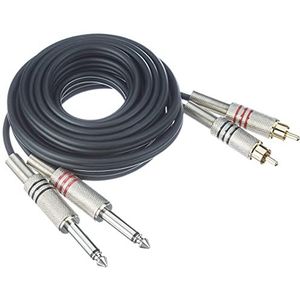 Adam Hall Cables K3TPC0300 audiokabel 2 x RCA mannelijk naar 2 x 6,3 mm Jack Mono, 3 m, zwart