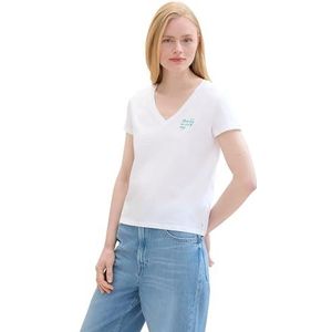 TOM TAILOR Denim T-shirt voor dames, 20000 - wit, M