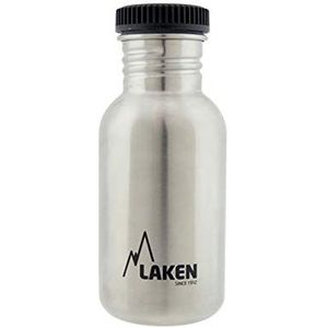 RVS fles 0,5L Basic Steel Bottle - Black screw cap, Laken