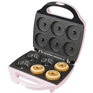 Bestron AGHM200P Cake Maker in tulbandvorm, wafelijzer voor 6 mini tulband cakes, met antiaanbaklaag & indicatielampje, 900 Watt, Kleur: roze