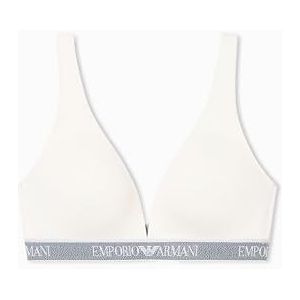 EMPORIO ARMANI Woman's Iconic Logoband Gewatteerde Triangle BH Wit L, Wit, L