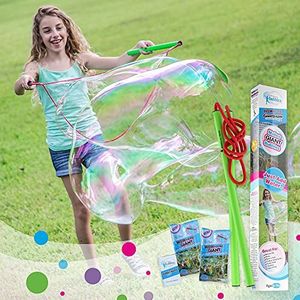 WOWMAZING Zeepbellenset - incl. zeepbellenstokje 2 navulverpakkingen & tips & trucs Brochure - Gigantische zeepbellen voor kinderen - Zeepbellenset voor zomeractiviteiten - Voeg gewoon water toe
