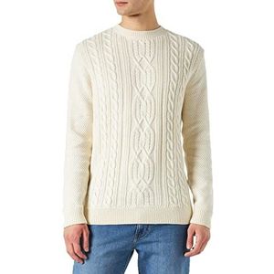 TOM TAILOR Uomini Cosy sweatshirt met vlechtpatroon 1035747, 12906 - Wool White, XL