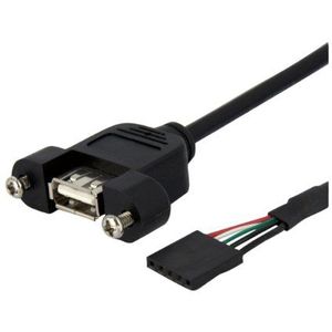 Startech USBPNLAFHD1-30 cm USB 2.0-kabel voor moederbord montage (Hi Speed USB A, Extender), zwart