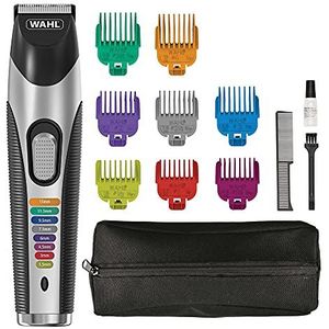 Wahl Kleurbekleding stoppel- en baardtrimmer, trimmers voor mannen, baardtrimmers, stoppeltangen, mannelijke verzorgingsset, kleurgecodeerde gidskammen