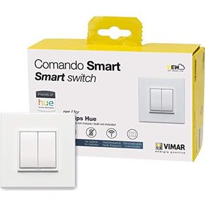VIMAR 0K03906.03 Eikon Evo Friends of Hue Smart Switch Kit, Draadloze lichtschakelaar zonder batterij, Dimmer Switch Kit bevat dubbele afdekplaat, montageframe, schakelaar en 2 knoppen