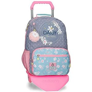 Enso Daisy schoolrugzak voor laptop met blauwe wagen, 32 x 42 x 15 cm, polyester, 20,16 l