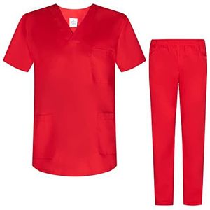 MISEMIYA Gezondheidsuniformen, uniseks, medische uniformen, sanitaire sets BZ-817-8312, Rood, XS