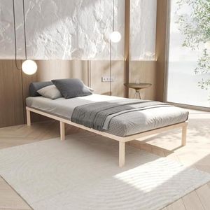 Bedframe 120x190 cm Lisette met lattenbodem met poten – futonbed van massief hout met lattenbodem – bedframe tot 250 kg belastbaar – stabiel houten bed – onbehandeld FSC®-gecertificeerd massief hout