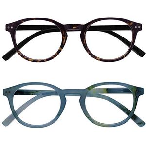 Opulize Zen 2 Stuks Afstand Bril Kortzichtig Klein Donker Bruin Turkoois Mannen Vrouwen MM24-2Q -1,00