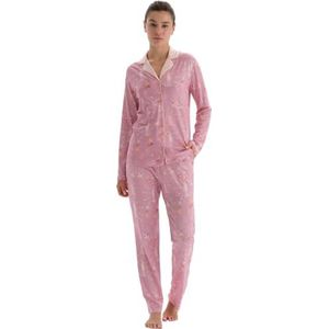 Dagi Damespyjamaset met lange mouwen en lange mouwen, roze, S